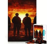 Puzzle de 1000 pièces Soldats au Coucher du Soleil pour Adolescents, Jeu de logique Fine, Divertissement Relaxant, décoration Murale aux Bords Nets (38x52cm)