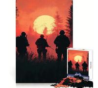 Puzzle de 1000 pièces Soldats au Coucher du Soleil pour Adolescents, Jeu de logique Fine, Loisirs faciles, Bords Nets, Cadeau de Festival (38x26cm)