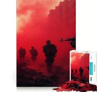 Puzzle de 1000 pièces Soldats dans la fumée Rouge pour Adultes, Jeu Intelligent et Amusant, Motif Assembler, Cadeau précieux (50x75cm)