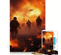 Puzzle de 1000 pièces Soldats dans la tempête de feu pour Adolescents, Jeu de logique mentale, Silencieux et précis, idéal pour Les vœux de Noël (50x75cm)