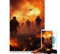 Puzzle de 1000 pièces Soldats dans la tempête de feu pour Adultes et Adolescents, Jeu d'adresse, Divertissement apaisant, Bords Nets, pour Les fêtes (38x26cm)