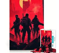 Puzzle de 1000 pièces Soldats dans Un Paysage Urbain Rouge pour Adolescents, Jeu de logique Clair, Plaisir Lent, découpe Parfaite, Surprise d'anniversaire (50x75cm)