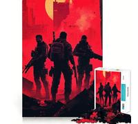 Puzzle de 1000 pièces Soldats dans Un Paysage Urbain Rouge pour Adultes, Jeu de logique mentale apaisant et Amusant, découpe Ferme, Surprise chaleureuse (38x52cm)