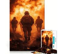 Puzzle de 1000 pièces Soldats en feu pour Adultes renforce la mémoire, Divertissement décontracté, Bords Nets, Cadeau Classique (38x52cm)
