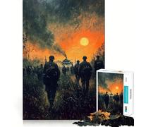 Puzzle de 1000 pièces Soldats Marchant au Combat pour Adolescents améliore la mémoire, Confortable et Relaxant, découpe Ferme, Cadeau Festif (38x52cm)