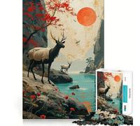 Puzzle de 1000 pièces Soleil et Animaux pour Adultes Un Jeu Intelligent et Silencieux, aux découpes précises, Un Cadeau Original 38x52cm