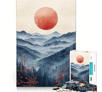 Puzzle de 1000 pièces Soleil Rouge sur Les Montagnes pour Adultes Un Cadeau créatif, idéal pour développer sa mémoire et apaiser Son Esprit (38x52cm)