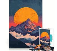 Puzzle de 1000 pièces Sommet de Montagne au Coucher du Soleil pour Adultes, Jeu de logique, Jeu d'intérieur, découpe de précision, Cadeau précieux 38x26cm