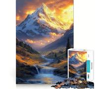 Puzzle de 1000 pièces Sommet enneigé avec lumière dorée pour Adolescents Jeu de logique Transparente Moments paisibles Découpe Parfaite Liste de souhaits du Père Noël (38x52cm)