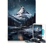Puzzle de 1000 pièces Sommet enneigé en Montagne, Nuit pour Adolescents, améliore la mémoire, Passe-Temps Silencieux, Bords précis, Cadeau d'anniversaire (50x75cm)