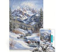 Puzzle de 1000 pièces Sommets enneigés Jouet Anti-Stress Amusant et Humoristique idéal pour la décoration de Bureau 38x26cm