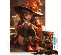 Puzzle de 1000 pièces Sorcière et Chat Jeu de réflexion et d'exercice Emboîtement précis sans espaces Défi cérébral interactif pour la Maison (38x52cm)