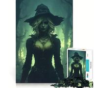 Puzzle de 1000 pièces Sorcière mystérieuse dans la forêt Sombre pour Adolescents stimule la mémoire, réduit Le Stress et Offre Une décoration Murale aux Bords Nets (50x75cm)