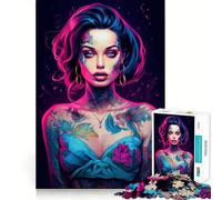 Puzzle de 1000 pièces Sorcière néon Sexy pour Adolescents, Jeu cognitif, Plaisir Lent, Bords de qualité supérieure, Cadeau du Père Noël 50x75cm