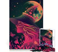 Puzzle de 1000 pièces Sorcière néon sous la Lune pour Adolescents, Jeu Intelligent et apaisant, Motif à Assembler, Joli Cadeau (38x26cm)