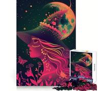 Puzzle de 1000 pièces Sorcière néon sous la Lune pour Adultes Jeu Intelligent, Anti-Stress, Assemblage de Motifs, Surprise chaleureuse (38x52cm)