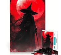 Puzzle de 1000 pièces Sorcière sous la Lune Rouge pour Adultes entraînement cérébral ludique,pièces Robustes et aux découpes nettes,activité apaisante pour Une Pause mentale (50x75cm)