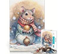 Puzzle de 1000 pièces Souris Aquarelle avec décorations de Noël »,Jeu cognitif Amusant,découpe de Haute précision,Cadeau Unique pour soulager Le Stress (38x26cm)