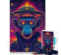 Puzzle de 1000 pièces Space Ape avec OVNI pour Adultes, Jeu de réflexion, Passe-Temps la Maison, Bords Nets, Joli Cadeau (50x75cm)