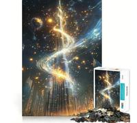 Puzzle de 1000 pièces Spirale Céleste Paysage Nocturne Mystique du Burj Khalifa,Ajustement Parfait,Art,entraînement Mental,Divertissement,Temps de Repos,Jeu,Cadeau de Noël apaisant (38x26cm)