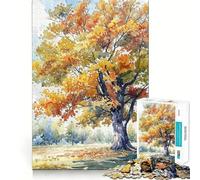 Puzzle de 1000 pièces « Splendeur du chêne d'automne » Découpe Parfaite,Jeu Intelligent et Amusant,activité créative pour Un Anniversaire (38x52cm)