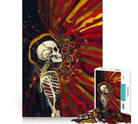 Puzzle de 1000 pièces Squelette Acceptant la Vie pour Adolescents, Jeu de logique et de Loisirs, Bords Fins, Cadeau Original 50x75cm