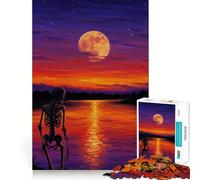 Puzzle de 1000 pièces Squelette au Bord du lac au Coucher du Soleil pour Adultes, 50x75cm, idéal pour se détendre et Faire Plaisir au Père Noël