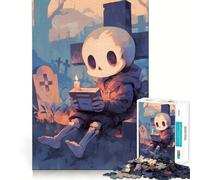 Puzzle de 1000 pièces Squelette Gamer dans Un Cimetière pour Adolescents, Jouet Intelligent et Amusant, Cadeau de Noël idéal 38x52cm