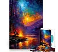 Puzzle de 1000 pièces Squelette près du feu pour Adolescents Jeu Intelligent, Moment de Partage et d'assemblage, œuvre d'art 38x26cm