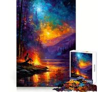 Puzzle de 1000 pièces Squelette près du feu pour Adolescents Jeu Intelligent, Moment de Partage et d'assemblage, œuvre d'art 38x26cm