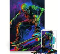 Puzzle de 1000 pièces Squelette Skateur pour Adolescents Jeu de réflexion et de Relaxation mentale Modèle à Assembler Liste de souhaits du Père Noël 50x75cm