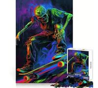 Puzzle de 1000 pièces Squelette Skateur pour Adolescents Jeu de réflexion et de Relaxation mentale Modèle à Assembler Liste de souhaits du Père Noël 50x75cm