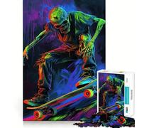 Puzzle de 1000 pièces Squelette Skateur pour Adultes, Jouet Sharp Logic, Loisirs à Domicile, découpe précise, 38x26cm