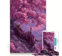 Puzzle de 1000 pièces Squelette sous Un Cerisier en Fleurs pour Adultes Jeu de logique et de réflexion Anti-Stress, découpe Ferme, 38x52cm