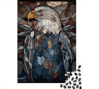 Puzzle De 1000 Pièces Stained Glass Eagle Art Print Puzzles pour Adultes - Anti-Stress - Interaction Parent-Enfant - Cadeaux d'anniversaire Et De Noël Uniques 52x38cm/1000pcs