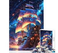 Puzzle de 1000 pièces Starbound Galleon︰ Voyage au-delà du Ciel Jeu de réflexion Découpe de précision Décoration intérieure Jouet Cadeau d'anniversaire Unique (38x52cm)