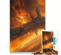 Puzzle de 1000 pièces Station Spatiale en Flammes pour Adolescents, Jeu de logique et de réflexion, découpe précise, Surprise de Noël 38x26cm