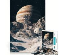 Puzzle de 1000 pièces Station Spatiale sur la Lune de Jupiter pour Adultes Jeu Intelligent et Amusant d'intérieur Découpe Lisse Cadeau du Père Noël 38x52cm