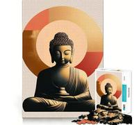 Puzzle de 1000 pièces Statue de Bouddha avec Halo géométrique Découpe Nette Jeu de logique et de réflexion Artistique Cadeau d'anniversaire Amusant (38x26cm)