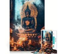 Puzzle de 1000 pièces Statue de Bouddha Bords Nets Décoration Résolvez des problèmes Amusez-Vous et passez Un Bon Moment Décoration de Noël Cadeau (50x75cm)