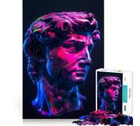 Puzzle de 1000 pièces Statue de David Néon pour Adolescents Souvenirs, Amélioration, Esprit Calme, Art Découpé à Collectionner 38x52cm