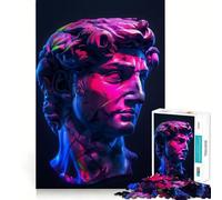 Puzzle de 1000 pièces Statue de David Néon pour Adolescents Souvenirs, Amélioration, Esprit Calme, Découpe Claire, Objet de Collection Art 38x26cm