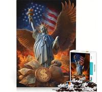 Puzzle de 1000 pièces Statue de la Liberté Ailes Jeu de réflexion activités familiales avec Poster et fiche de Questions-réponses Assortis 50x75cm
