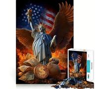 Puzzle de 1000 pièces Statue de la Liberté Ailes pour Adultes et Adolescents Amélioration de la mémoire Détente et légèreté Découpe Nette Joli Cadeau 50x75cm