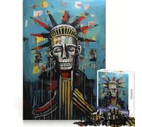 Puzzle de 1000 pièces Statue de la Liberté Crâne du Jour des Morts pour Adultes et Adolescents Stimulation de la mémoire et détente Idée Cadeau de Noël 50x75cm