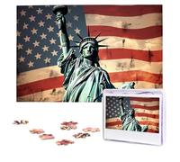 Puzzle de 1000 pièces Statue de la Liberté Drapeau américain pour adultes Puzzles personnalisés à partir de photos personnalisées Puzzle en bois Cadeaux pour famille, mariage, anniversaires de mariage