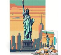 Puzzle de 1000 pièces Statue de la Liberté Jeu de réflexion activités familiales avec Poster et fiche de Questions-réponses Assortis 38x52cm