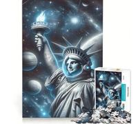 Puzzle de 1000 pièces Statue de la Liberté Vue de l'espace Jeu de réflexion Difficile et Stimulant Cadeau d'anniversaire 38x52cm