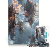 Puzzle de 1000 pièces Steampunk City Fantasy pour Adolescents, Jeu d'exercice Mental, Relaxation, Conception, Assemblage, liste de souhaits du Père Noël 38x52cm