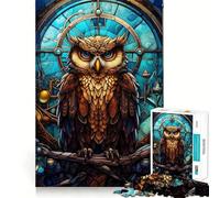 Puzzle de 1000 pièces Steampunk Hibou Tacheté pour Adolescents, Jouet d'exercice Mental, de Relaxation, de Conception et de liste de souhaits du Père Noël 38x26cm